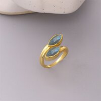 Labradorite Gemstone Marquise Shape Gold Vermeil Bezel Set Ring