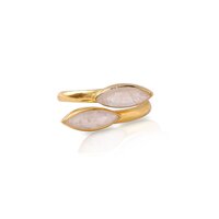 Rainbow Moonstone Gemstone Marquise Shape Gold Vermeil Bezel Set Ring