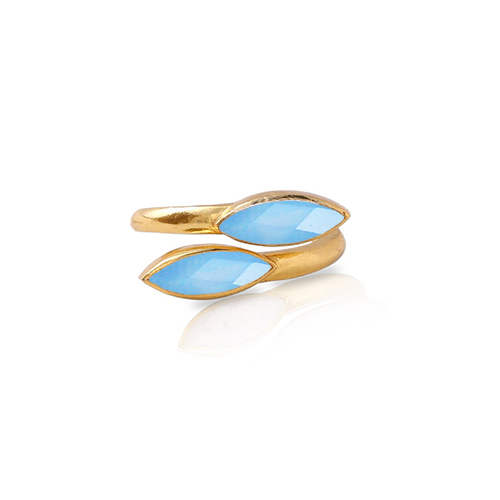 Opalite Gemstone Marquise Shape Gold Vermeil Bezel Set Ring