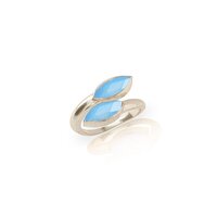 Opalite Gemstone Marquise Shape Gold Vermeil Bezel Set Ring