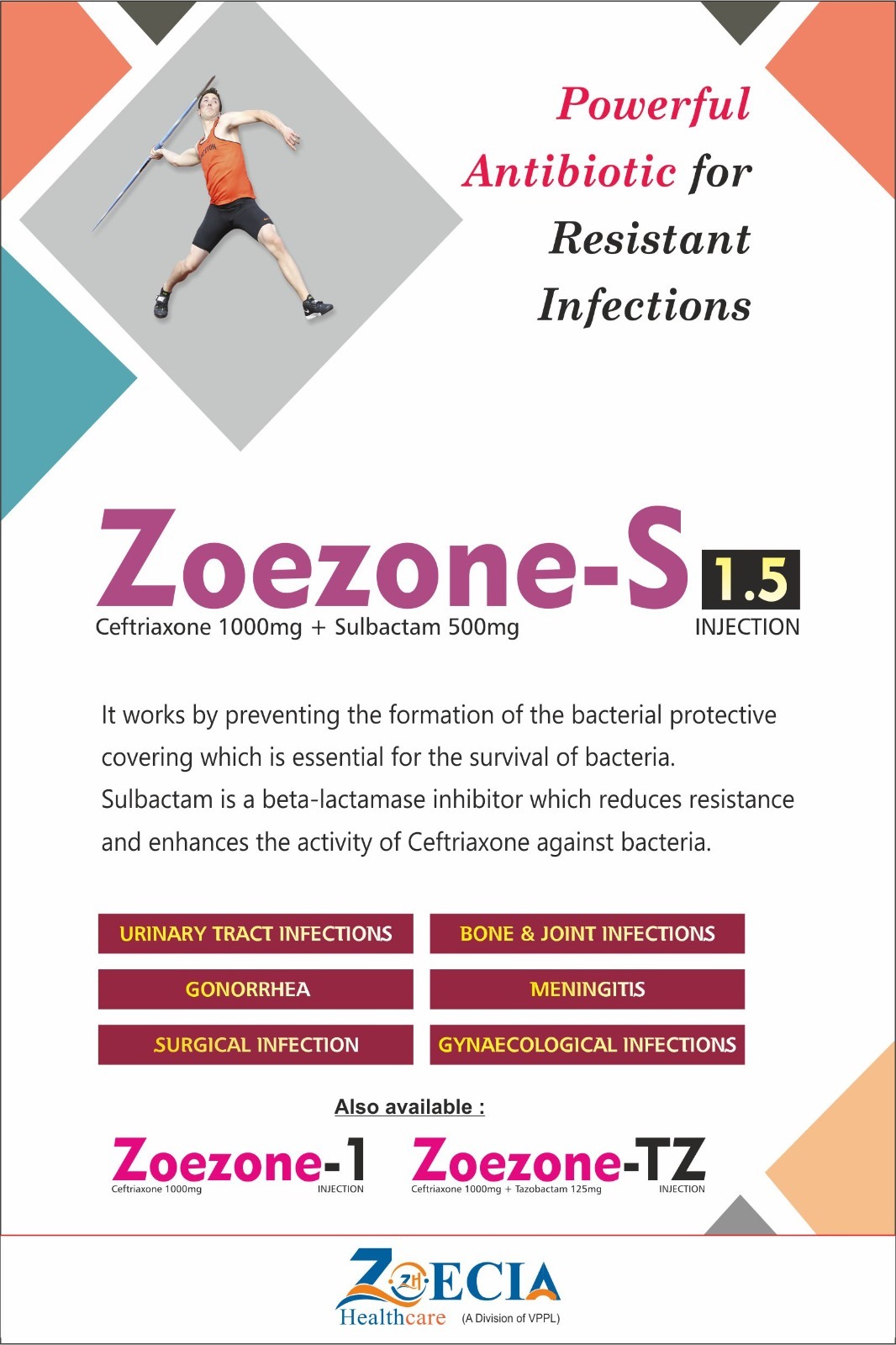 Ceftriaxone 1000 mg Tazobactam 125 mg