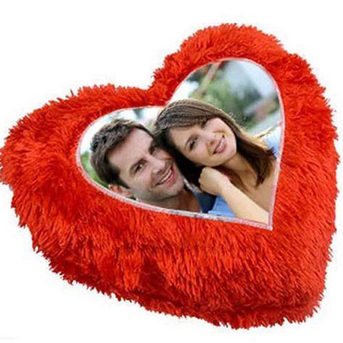 Red Sublimation Fur Cushion 16 X 16 Heart Shape