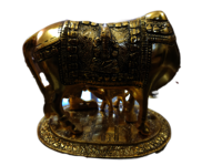 Gold Plated Kamdhenu Cow With Calf And Laddu Gopal