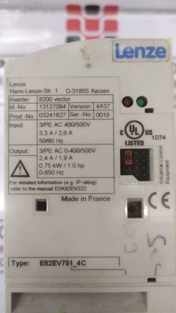 LENZE 8200 SERVO DRIVE E82EV751-4C 0.75KW 400V