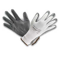 Nitrile Coated Polyester Shell Gloves - Nitrile Material, Black And White Color | Exceptional Grip, Excellent Dexterity, Seamless Design