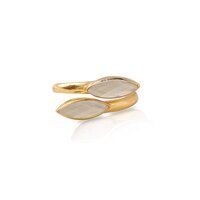 Smoky Quartz Gemstone Marquise Shape Gold Vermeil Bezel Set Ring