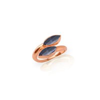 Sodalite Gemstone Marquise Shape Gold Vermeil Bezel Set Ring