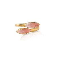 Strawberry Quartz Gemstone Marquise Shape Gold Vermeil Bezel Set Ring