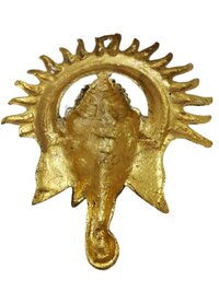 Golden Lord Ganesha with Sun Decorative Metal Wall Hanging Decorative Showpiece