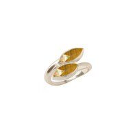 Tiger Eye Gemstone Marquise Shape Gold Vermeil Bezel Set Ring