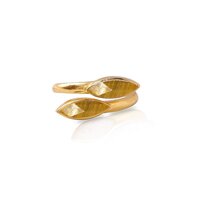Tiger Eye Gemstone Marquise Shape Gold Vermeil Bezel Set Ring
