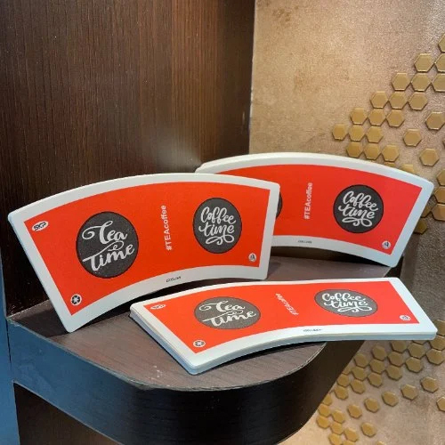 Printed Paper Cup Blank - Food-Grade Paperboard, 140 GSM, White, PE Coated, Die-Cut, Designed for Industrial Cup Production - Flexibility and Printability