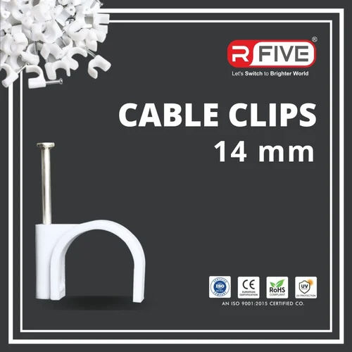 White 14 Mm Cable Clips