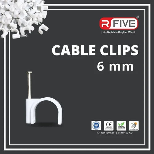 White 6 Mm Cable Clips