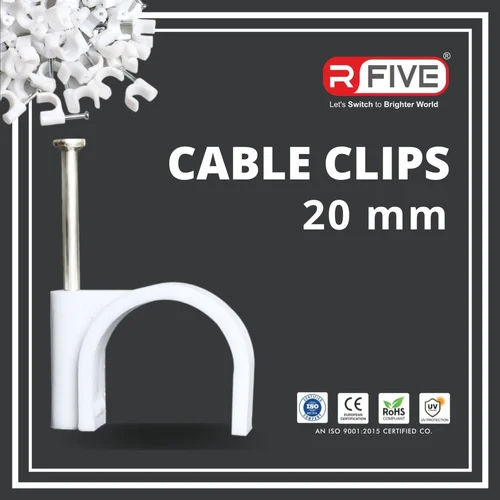 White 20 Mm Cable Clips