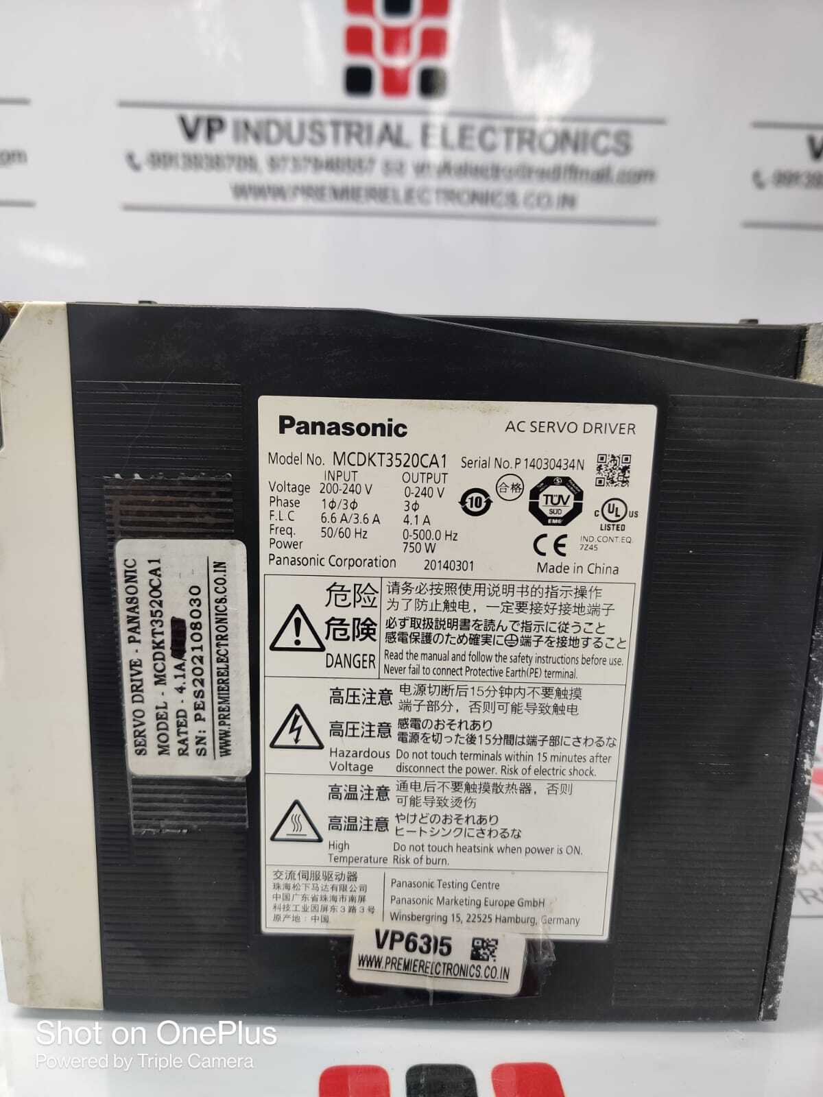 PANASONIC SERVO DRIVE MCDKT3520CA1  4.1AMP 200VOLT