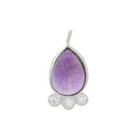 Amethyst Gemstone Drop Shape Gold Vermeil Bezel set Round Cz set Charms