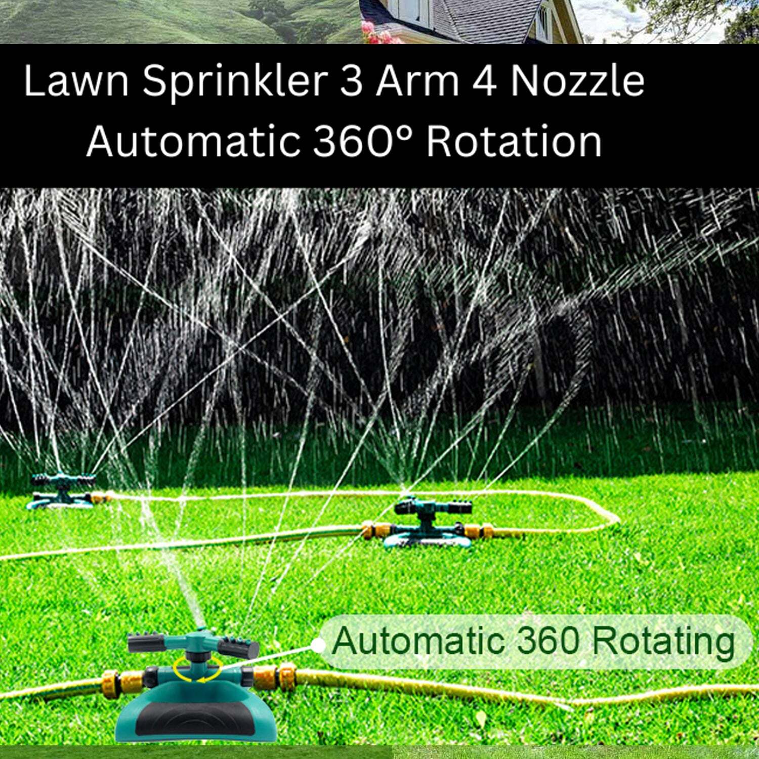 360 Degree 3 Arm Sprinkler For Watering Garden And Lawn Irrigation Yard Water Sprayer