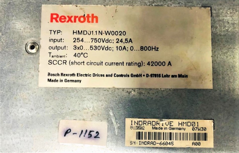 SERVO DRIVE REXROTH 10AMP 500VOLT DC HMD01.1N-W0020