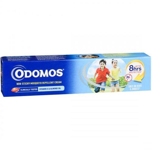 Odomos Non Sticky Mosquito Repellent Cream with Vitamin E and Almond Oil