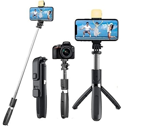 R1S Bluetooth Selfie Sticks with Remote 3 in 1 Multifunctional Selfie Stick Tripod Stand Compatible with All Phones
