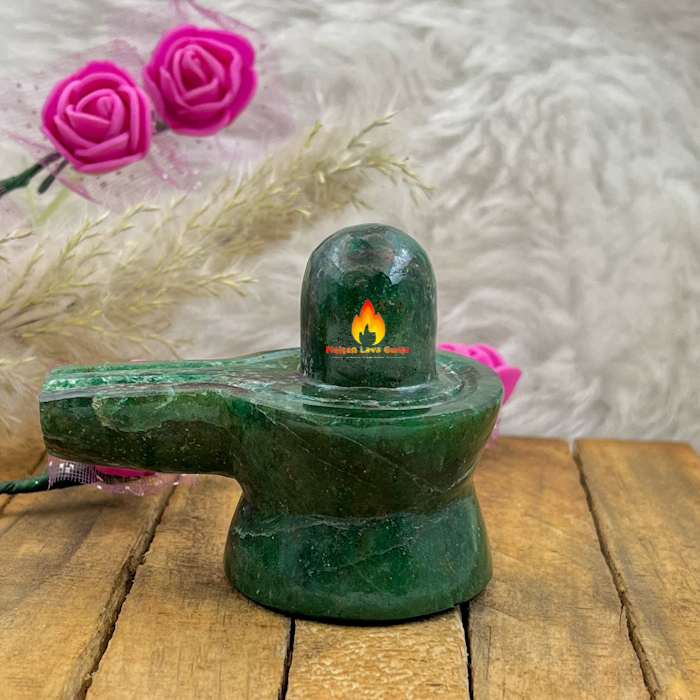 Green Jade Shivling For Home Decoration