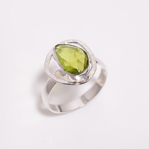 Peridot Rose Cut Gemstone 925 Sterling Silver Ring Size US 8 Girls Fashion Ring Supplier