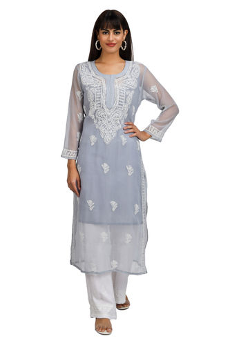 Gaal Boti Chikankari Kurti