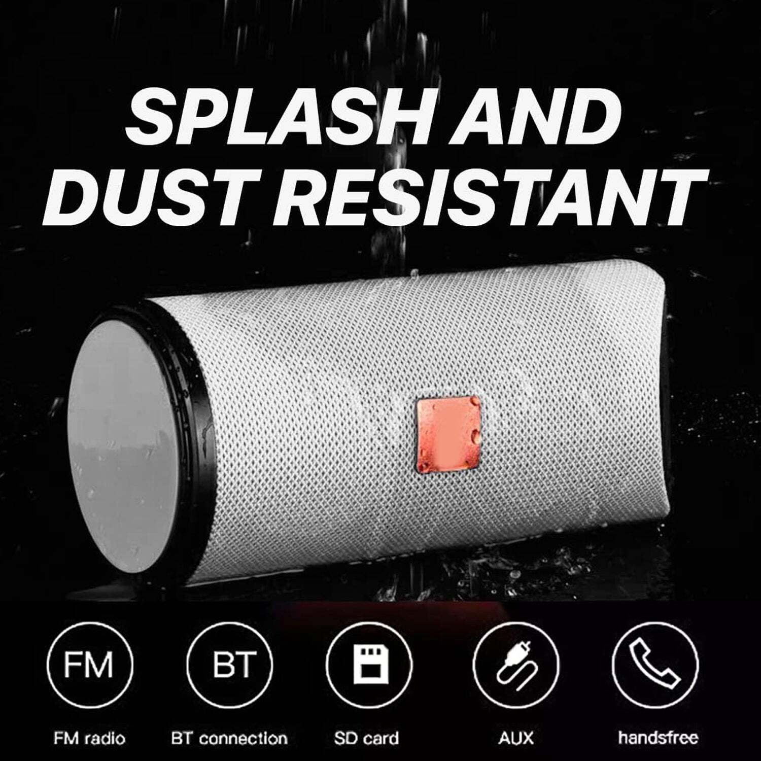 PORTABLE SPEAKER / RECHARGEABLE / SPLASH PROOF WIRELESS HIGH SOUND BLUETOOTH SPEAKER (1282)