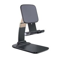 Foldable Universal Mobile Stand - Plastic, Compact Design, Black Color | Versatile Phone Holder For Desk Use