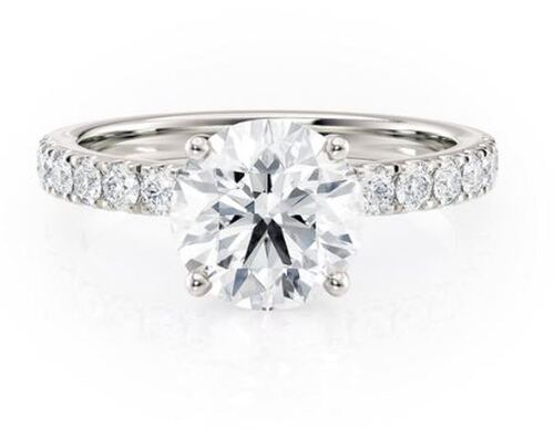 Lab Grown Diamond Ring - 1.5 Ct Total 14k White Gold With Round Brilliant Cut Stones VS1/2 Clarity G/H Color