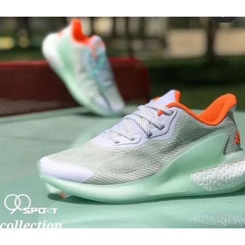 Gray & Green Adidas Alpha Bounce Running Shoes