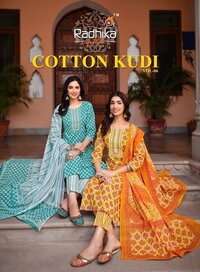 Cotton Kurti with pant and dupatta