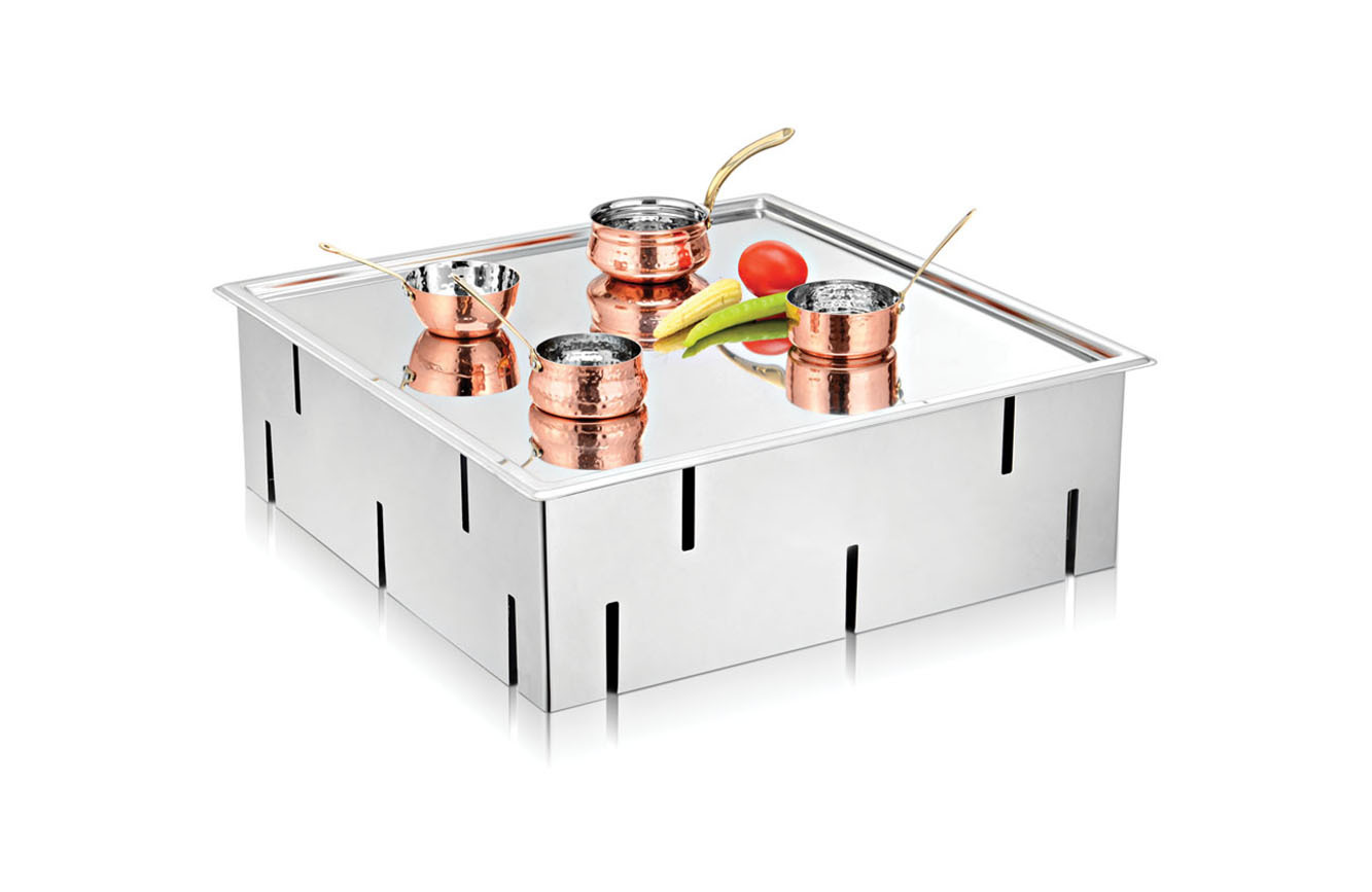 Kitchen equipment tools buffet utnesils round gold stand chaffing dish golden chafing dish