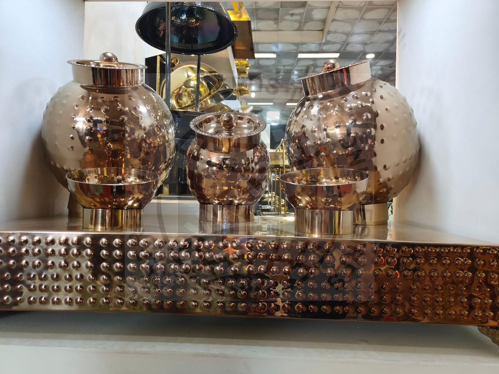 Hotels cheffing dishes commercial golden brass round roll top buffet