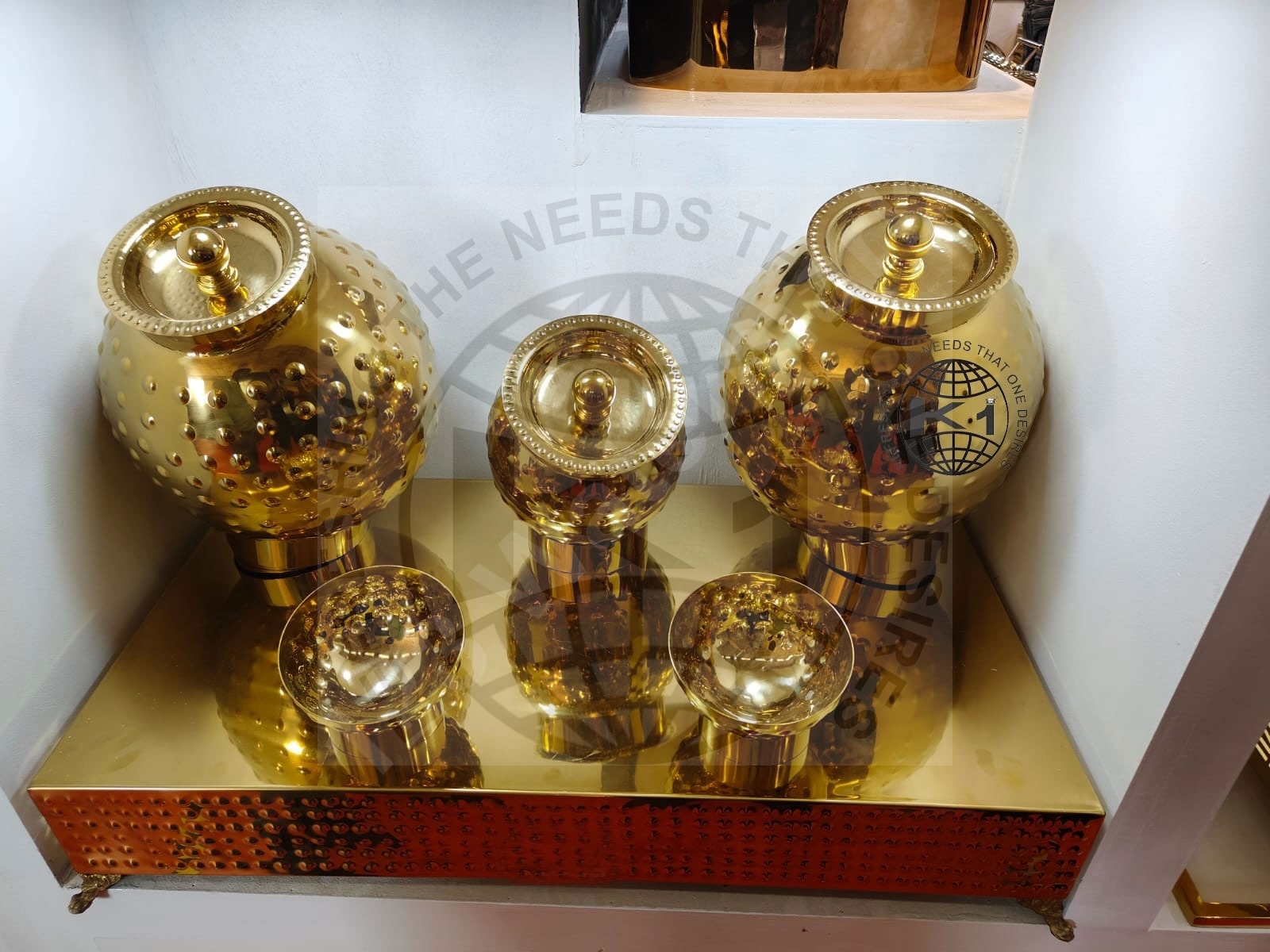 Hotels cheffing dishes commercial golden brass round roll top buffet