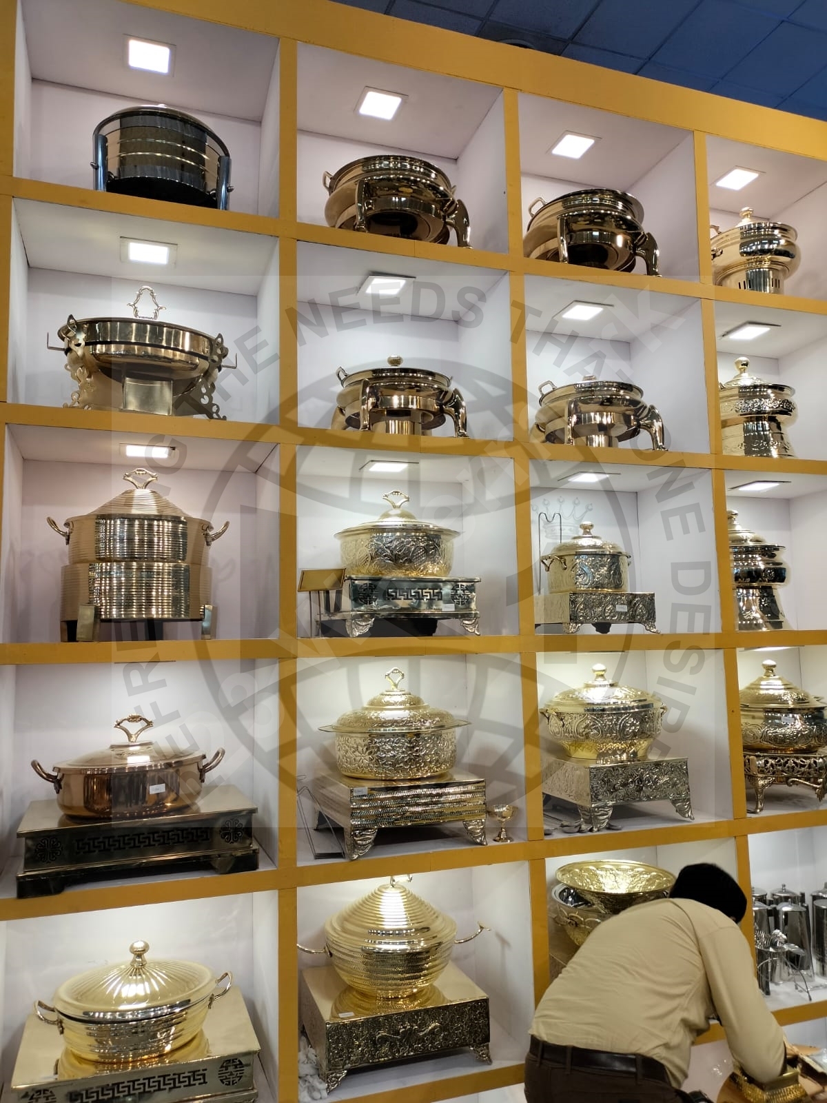 Hotels cheffing dishes commercial golden brass round roll top buffet