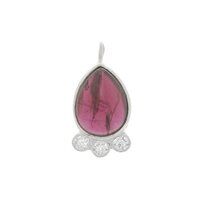 Garnet Quartz Gemstone Drop Shape Gold Vermeil Bezel set Round Cz set Charms