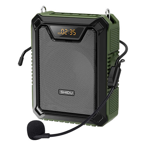 Black & Green Shidu M808 - Wired Portable Voice Amplifier With Led Display And Speaker