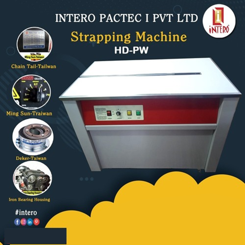 Carton Box Strapping Machine - MILD STEEL, 80 Kilograms, Silver Color, Semi-Automatic Control, Computerized PLC Control System | 1 Year Warranty, Manual Selection Mode