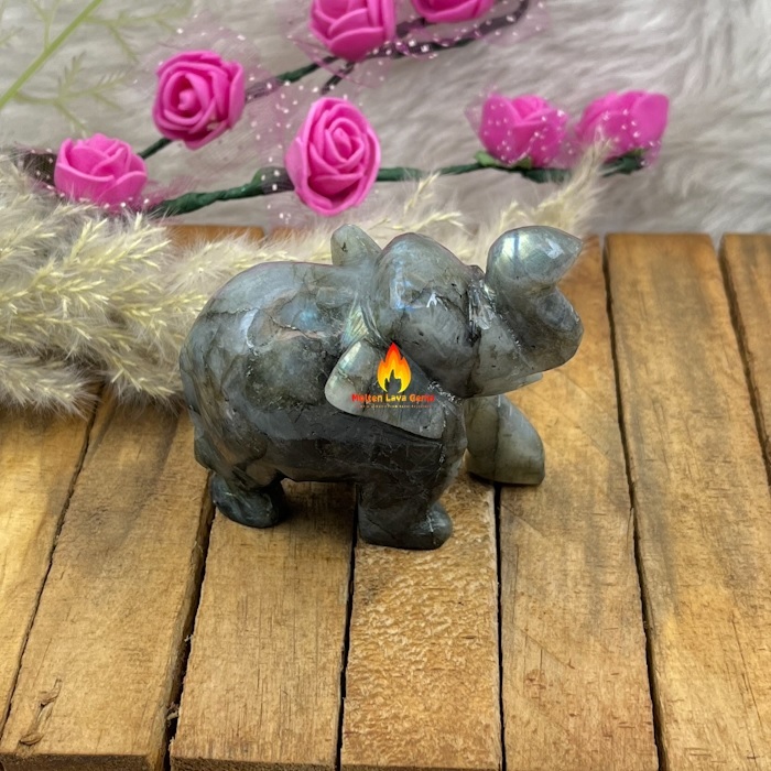Labradorite  Elephant For Home Decoration
