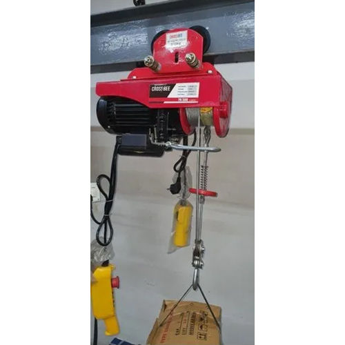 Red Mini Electric Wire Rope Hoist With Trolley