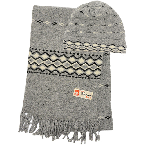 Angora Wool Muffler with Cap