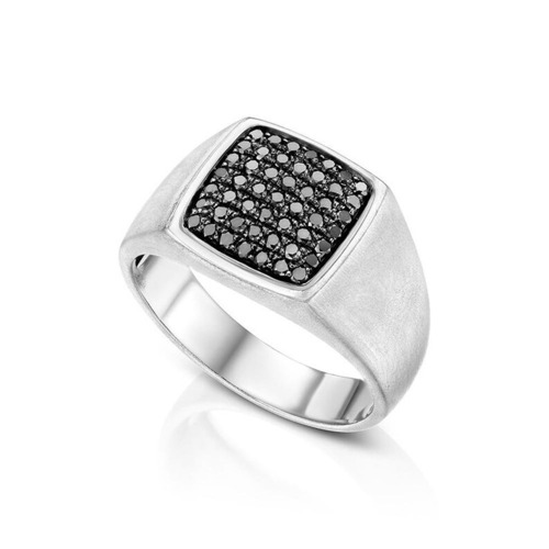 Mens Black Diamond Ring In 14K White Gold From Gemone Diamonds Diamond Carat Weight: 0.50 Carat