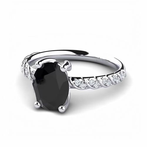 Black Diamond Ring In Oval Shape 14K White Gold From Gemone Diamonds Diamond Carat Weight: 1.40 Carat