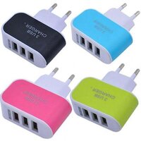 Triple Usb 3 Port Wall Ac Adapter Charger For Mobile Phone (1pc Only) (1705) - Plastic Body, Multi/assorted Color | Triple Usb 3 Port Design