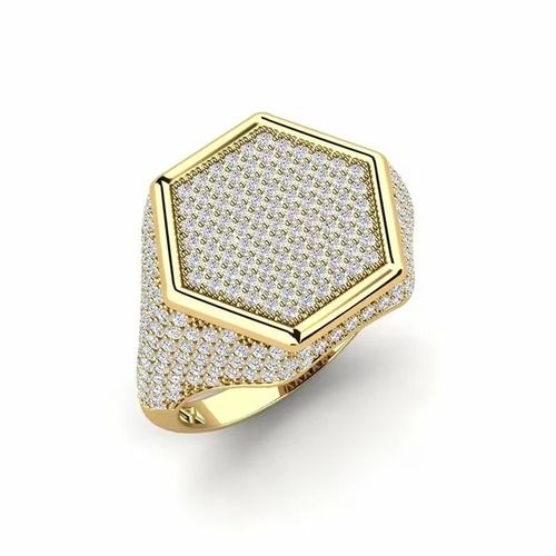 Hip Hop Lab Grown Diamond Ring In 10K Yellow Gold For Mens Diamond Carat Weight: 2.30 Carat