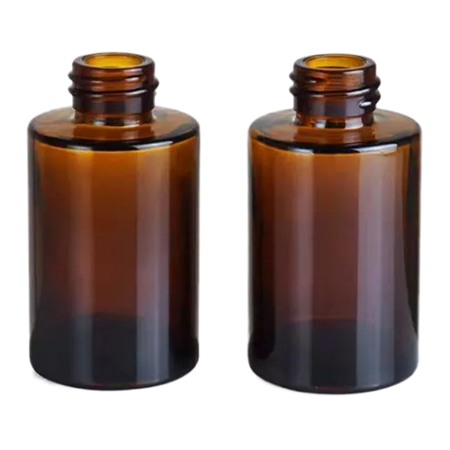 Amber Flat Shoulder Glass Bottle