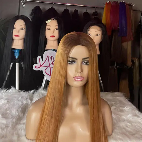 Frontal Orange Color Bone Straight Wig Lace Frontal Virgin Human Hair Wigs
