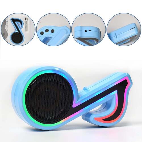 Mini Portable Music Note Shape Speaker Subwoofer Colorful Musical Note Led Lighting Sound For Creatives Gift Computer Phone Sound Equipment (6068) Body Material: Plastic